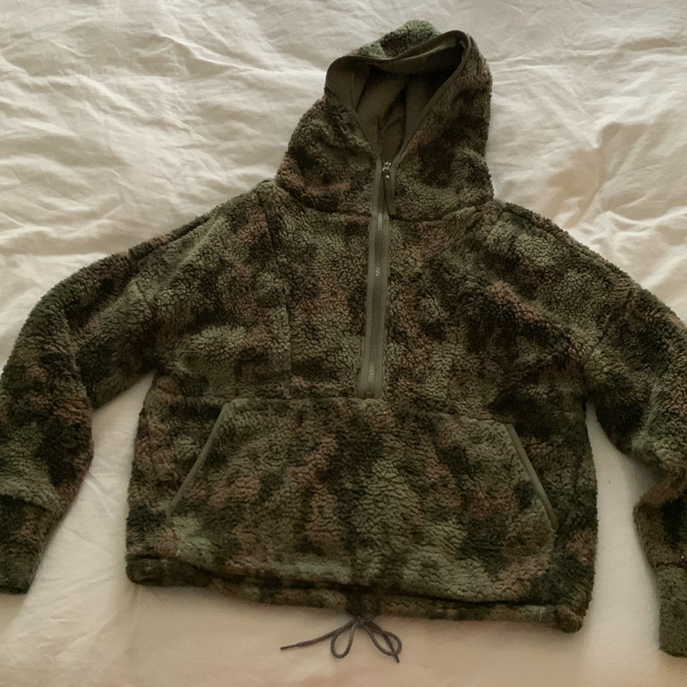 Prana half zip retro fleece — “kale garden” color